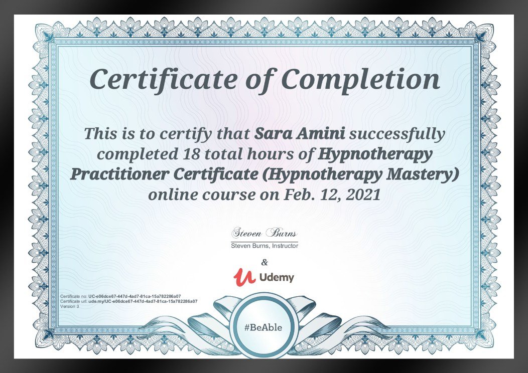 Certificate of Completion - Sara Amini