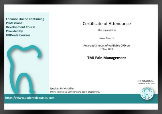 Certificate of attendance - Dr Sara Amini